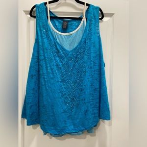 Women’s Plus Faded Glory 2 Piece Sequins Tank Top Sleeveless Blouse Plus Size 3X